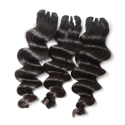 One Donor Loose Deep 3 Bundle Deal With 4×4 HD Lace Closure