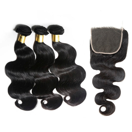 One Donor Raw Body Wave 3 Bundle Deal With 5×5 HD Lace Closure