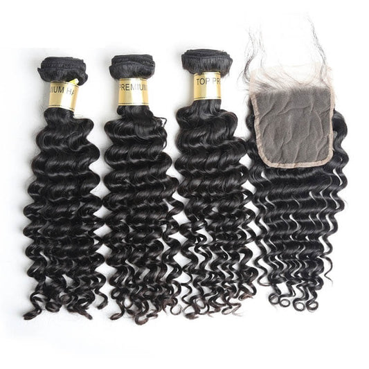 One Donor Deep Wave 3 Bundle Deal With 4×4 HD Lace Closure