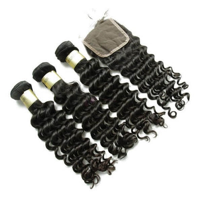 One Donor Deep Wave 3 Bundle Deal With 4×4 HD Lace Closure