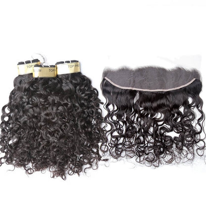 One Donor Raw Water Wave 3 Bundle Deal With 13×4 Transparent Lace Frontal