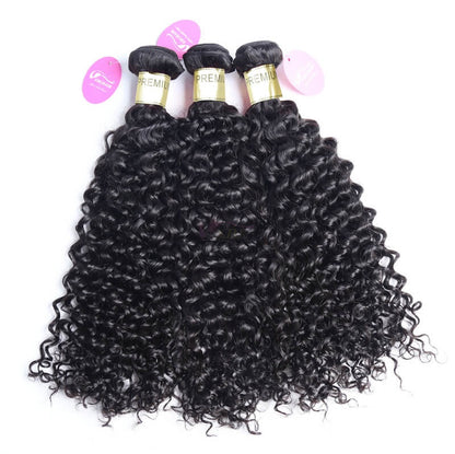 One Donor Raw Curly Wave 3 Bundle Deal With 5×5 HD Lace Closure