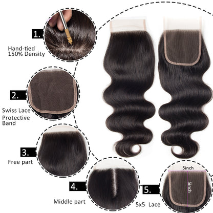 5×5 HD Body Wave Lace Closure